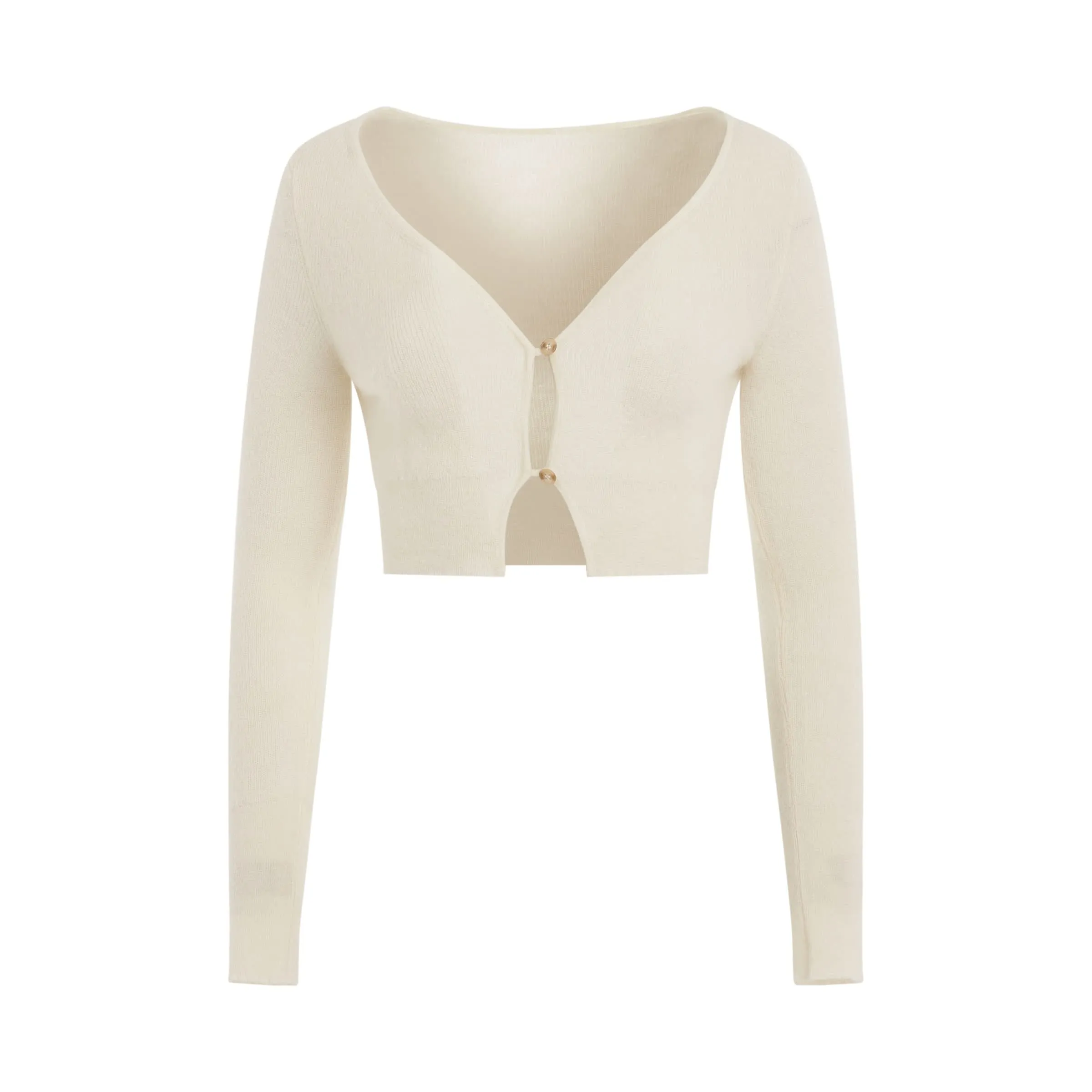 Alzou Cropped Mohair Cardigan in Off White