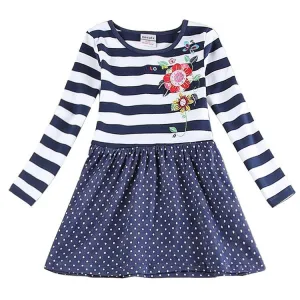 Baby clothes girl cotton embroidery knee length dress kids clothes girl dress floral long sleeves casual dresses for girls