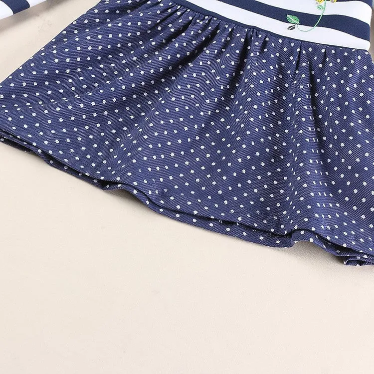 Baby clothes girl cotton embroidery knee length dress kids clothes girl dress floral long sleeves casual dresses for girls
