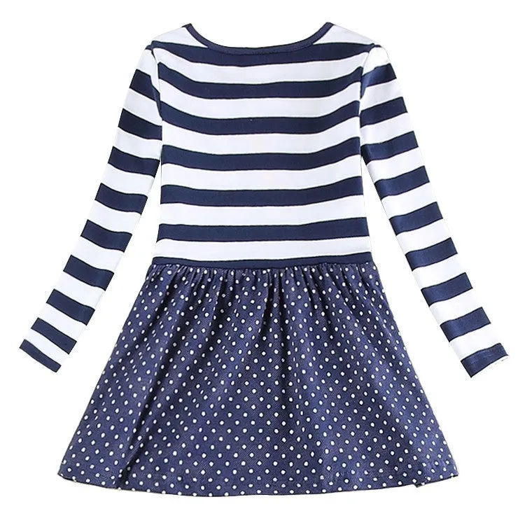 Baby clothes girl cotton embroidery knee length dress kids clothes girl dress floral long sleeves casual dresses for girls
