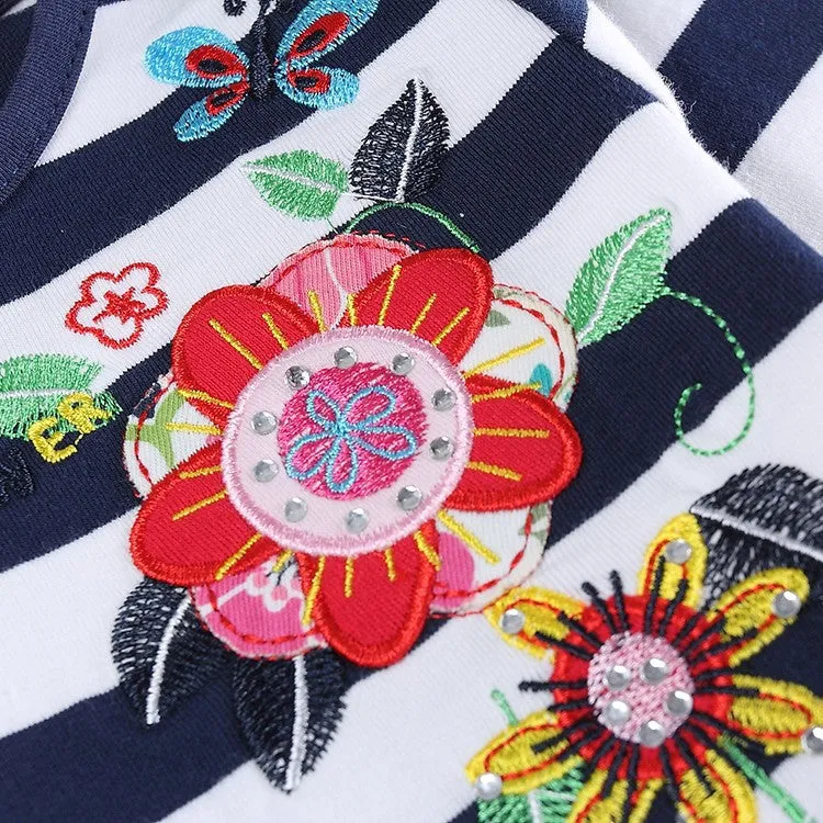 Baby clothes girl cotton embroidery knee length dress kids clothes girl dress floral long sleeves casual dresses for girls