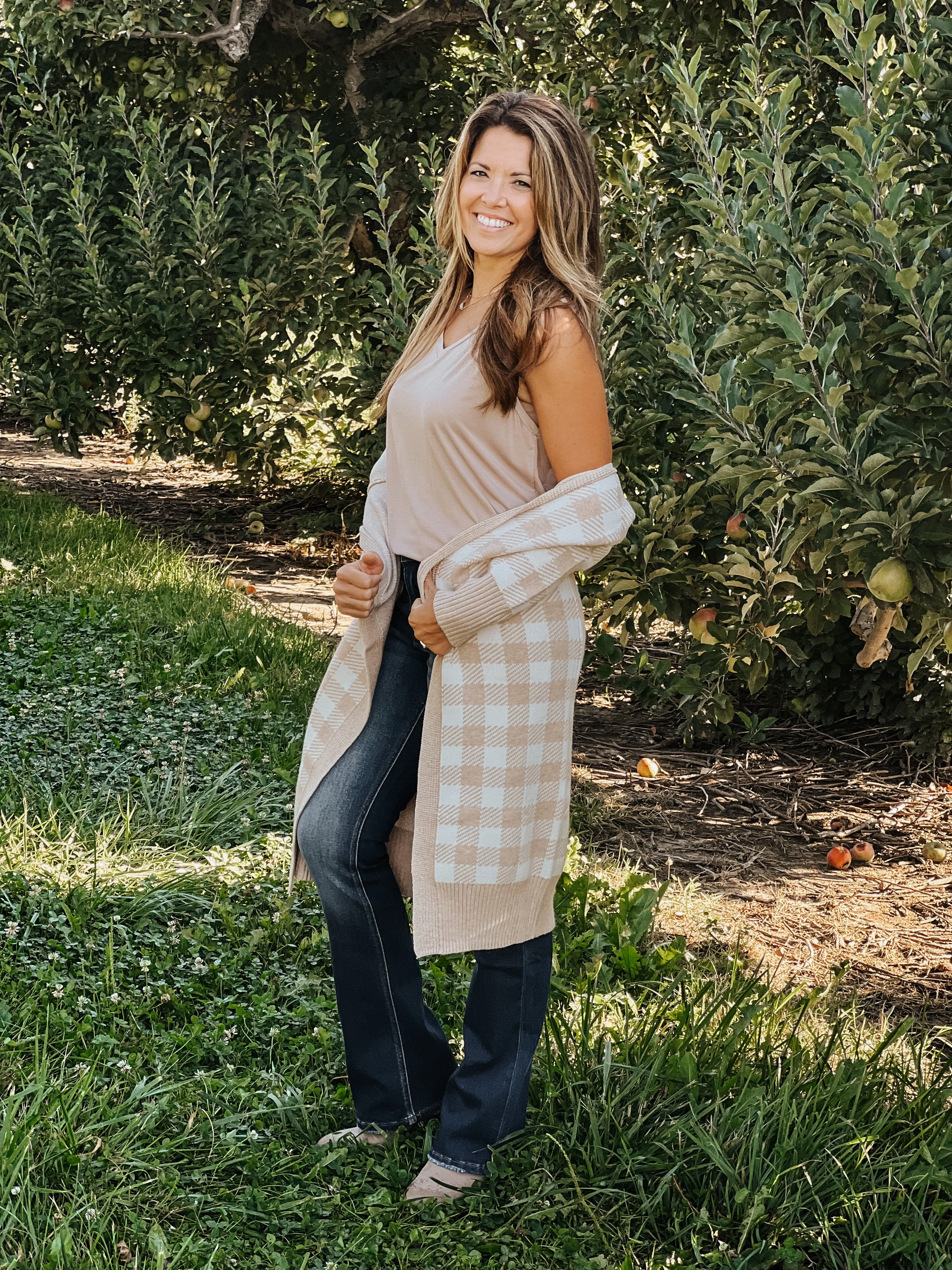Blocked Check Cardigan