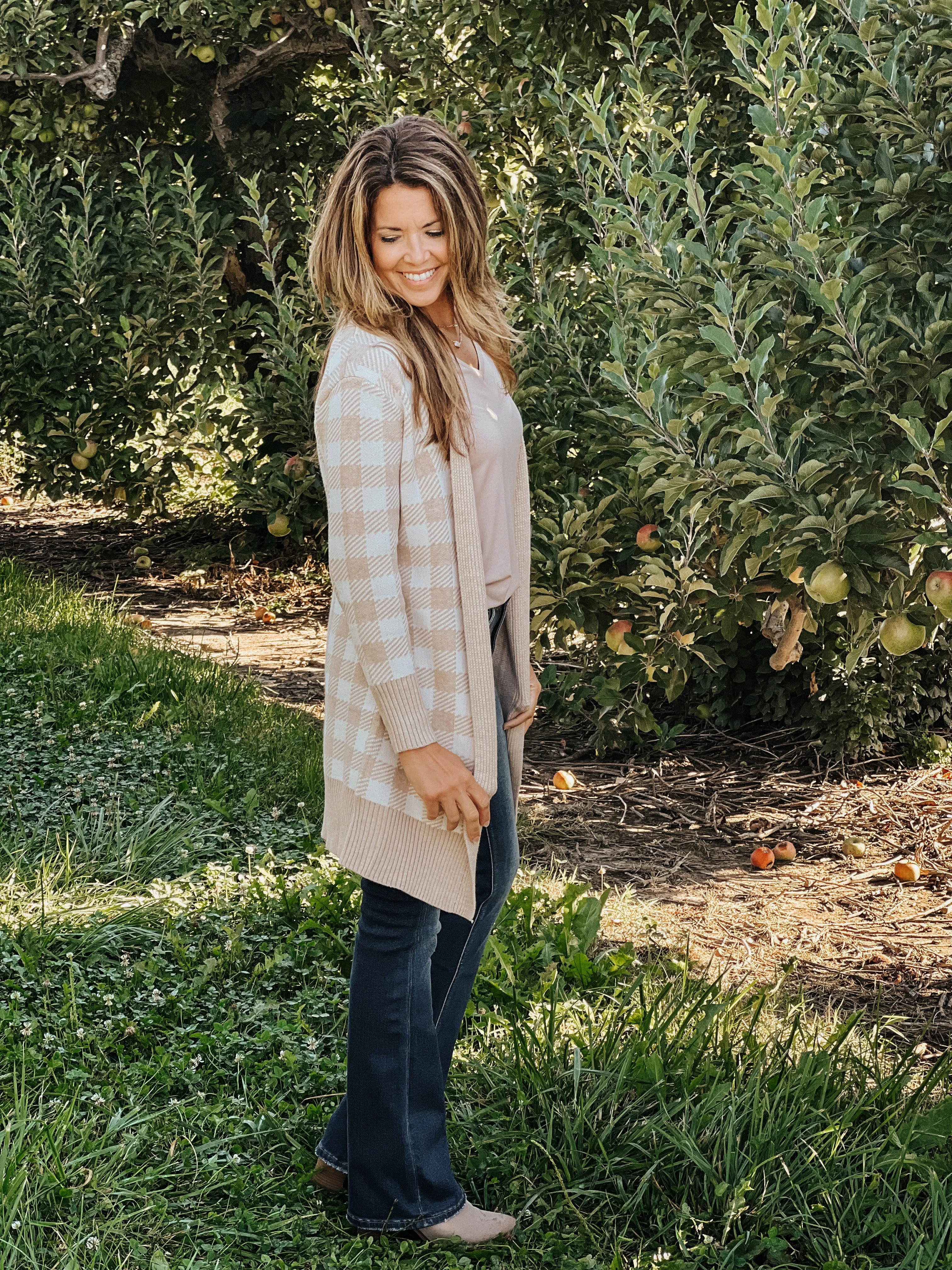 Blocked Check Cardigan