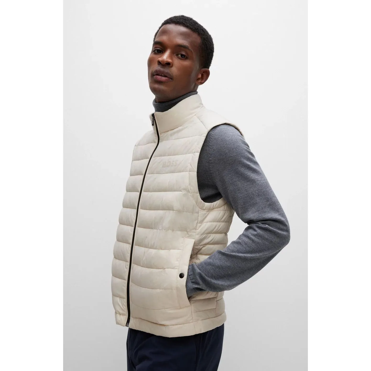 BOSS PACKABLE GILET WITH TONAL LOGO