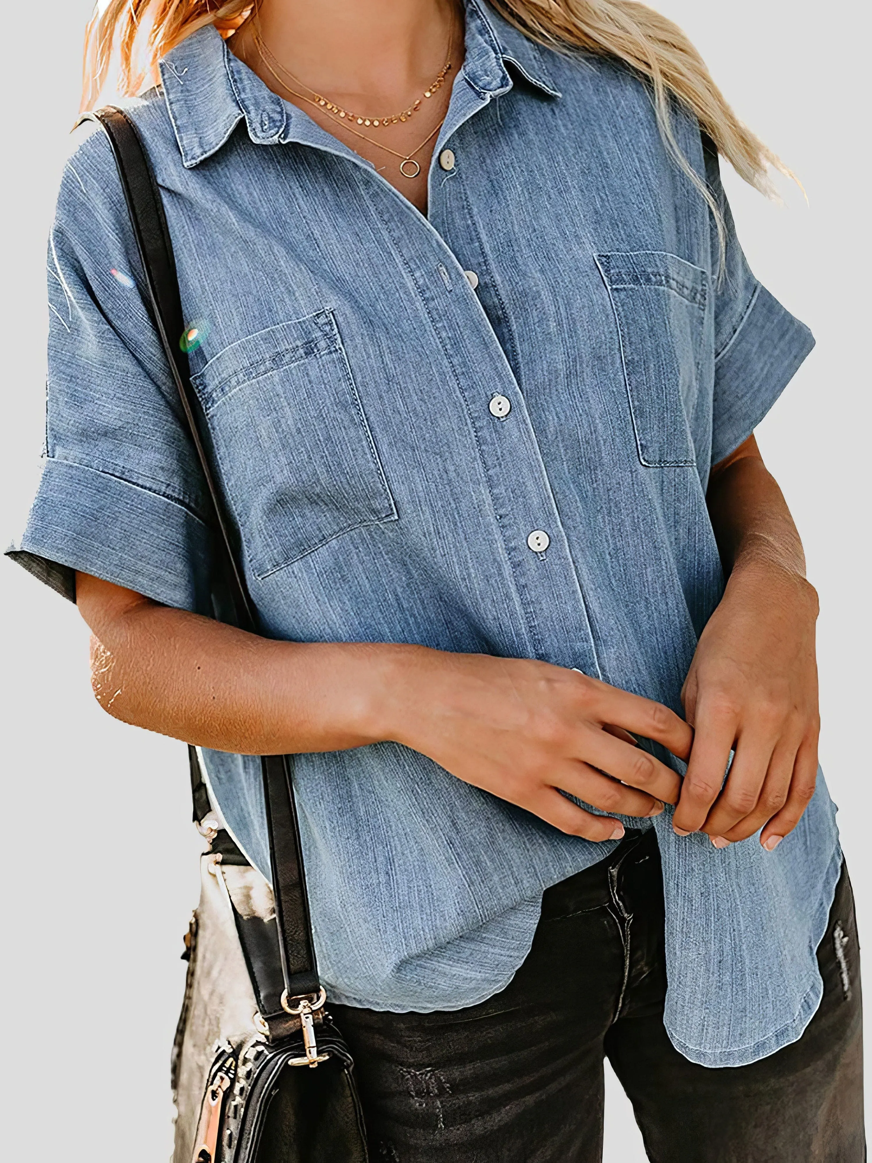 Button Down Denim Shirt, Pocket Detail Shirt