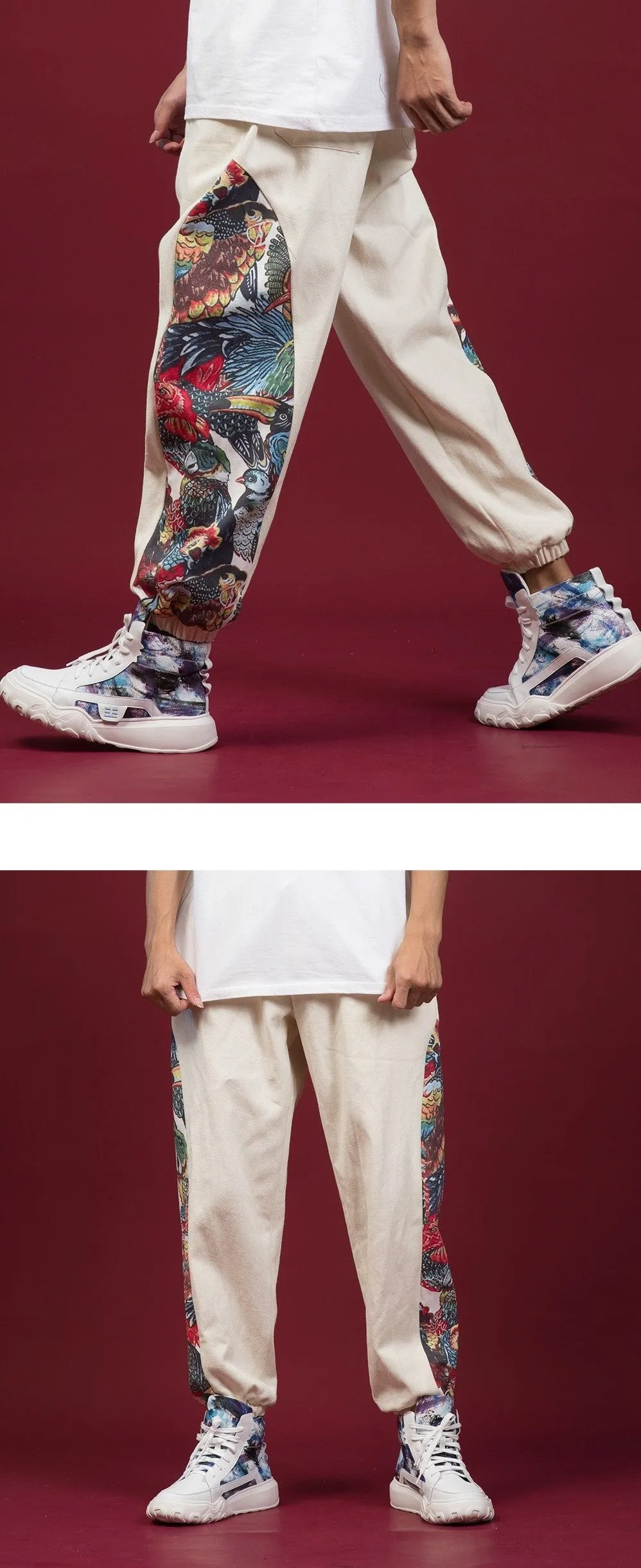 Cotton Pants - Colorful Animal Jungle Pattern