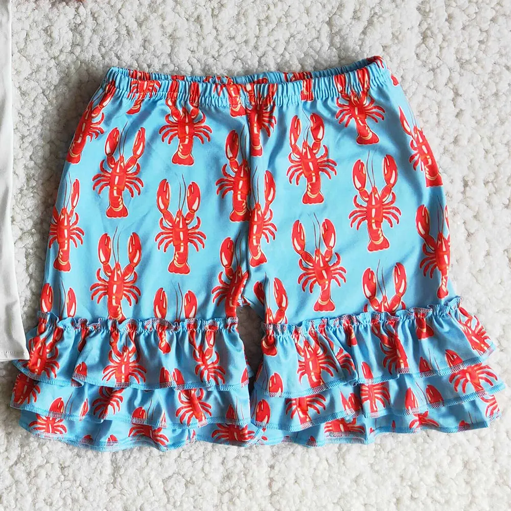Cute Baby Girl Clothes Lobster Print Spring Summer Kids Clothes Children Outfits Wholesale C0-10