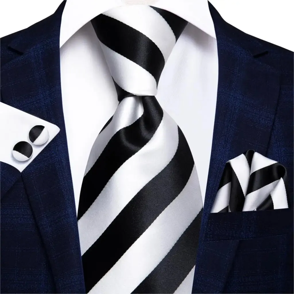 Hi-Tie Red Fashion Business Striped 100% Silk Men's Tie NeckTie 8.5cm Ties for Men Formal Luxury Wedding Quality Gravata