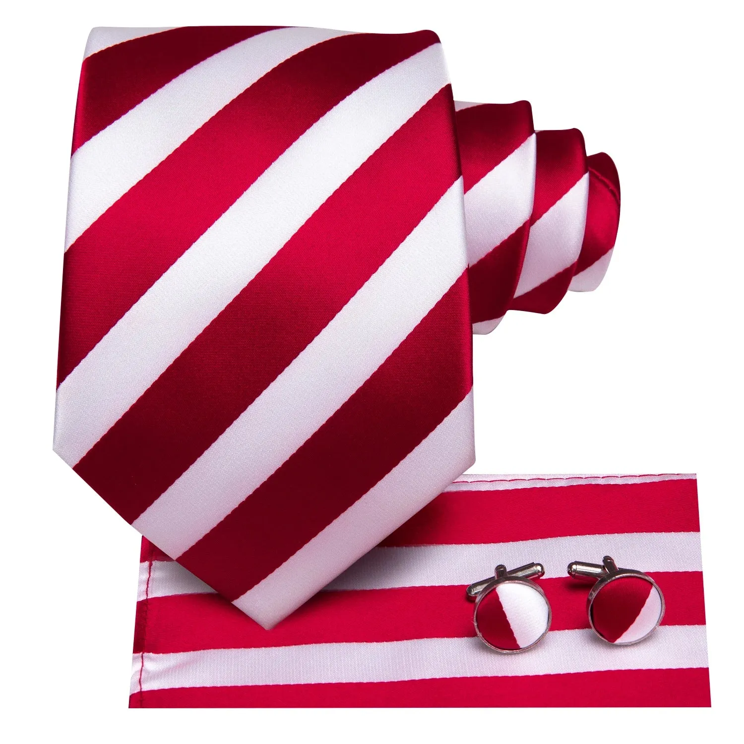 Hi-Tie Red Fashion Business Striped 100% Silk Men's Tie NeckTie 8.5cm Ties for Men Formal Luxury Wedding Quality Gravata