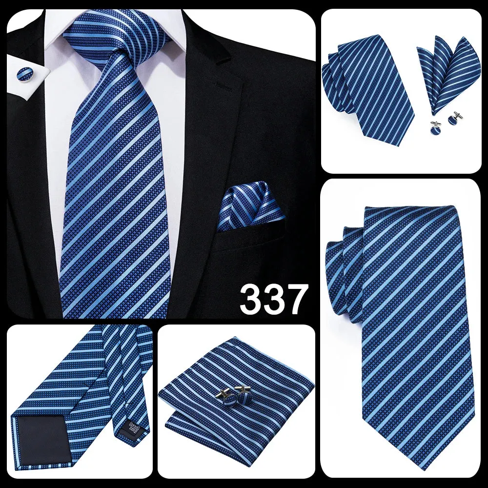Hi-Tie Red Fashion Business Striped 100% Silk Men's Tie NeckTie 8.5cm Ties for Men Formal Luxury Wedding Quality Gravata