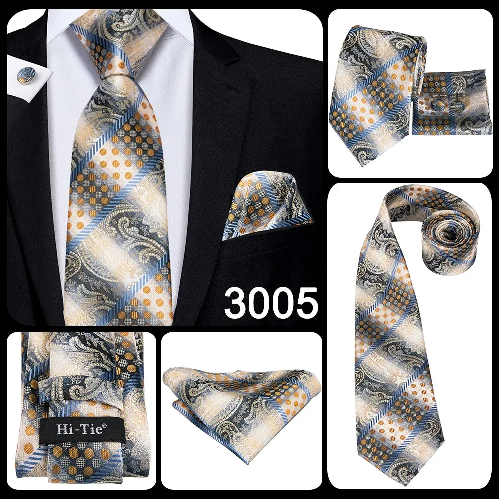 Hi-Tie Red Fashion Business Striped 100% Silk Men's Tie NeckTie 8.5cm Ties for Men Formal Luxury Wedding Quality Gravata