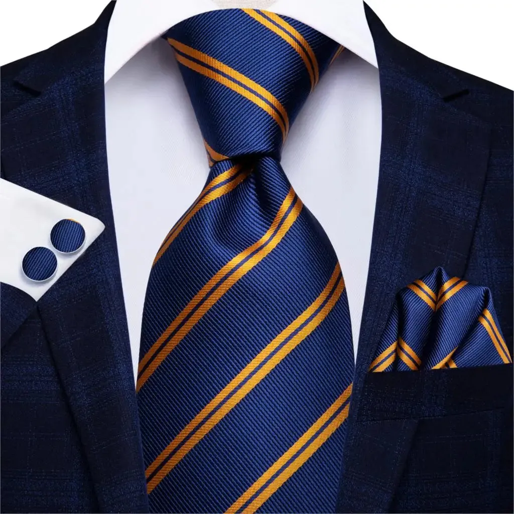 Hi-Tie Red Fashion Business Striped 100% Silk Men's Tie NeckTie 8.5cm Ties for Men Formal Luxury Wedding Quality Gravata