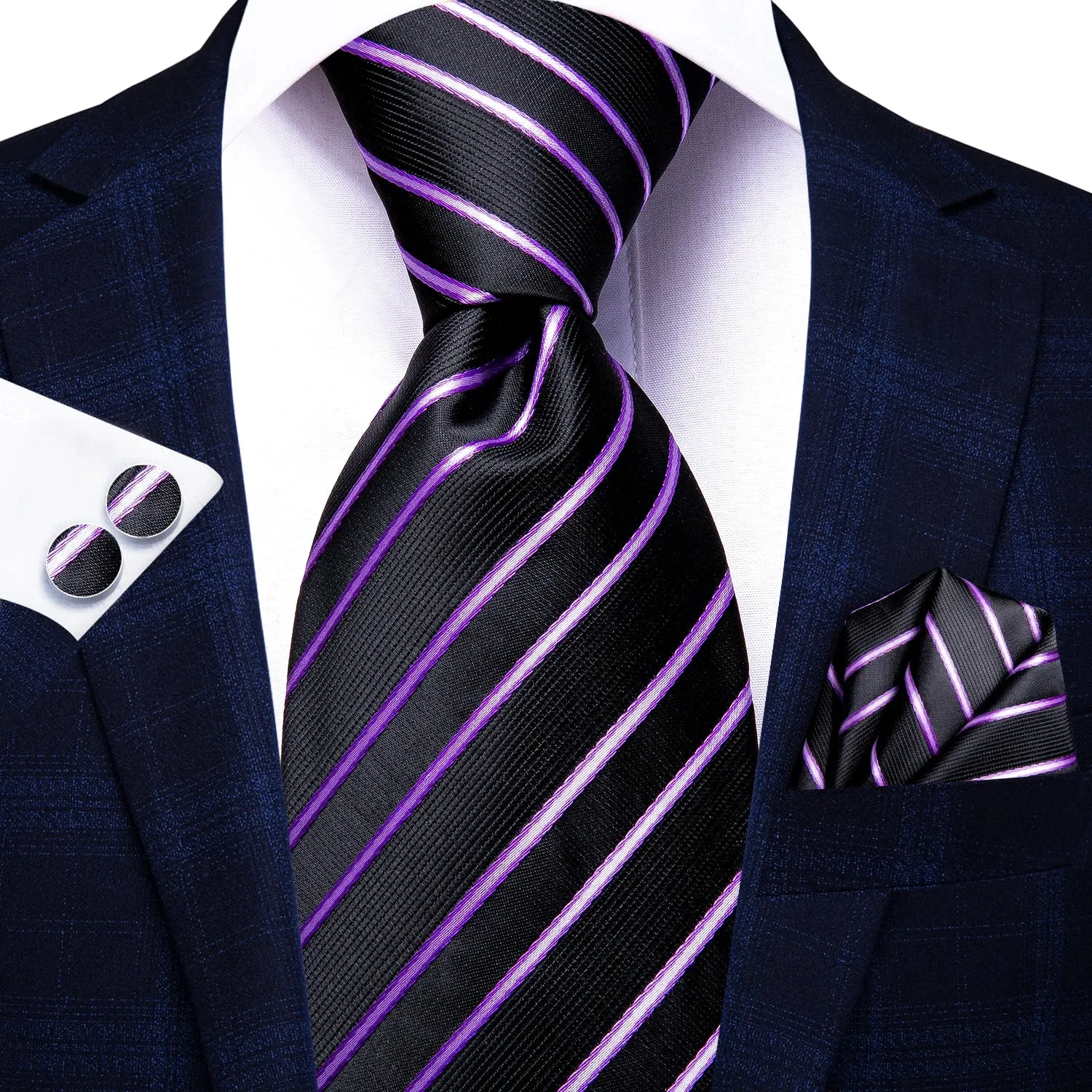 Hi-Tie Red Fashion Business Striped 100% Silk Men's Tie NeckTie 8.5cm Ties for Men Formal Luxury Wedding Quality Gravata