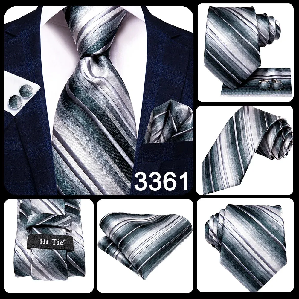 Hi-Tie Red Fashion Business Striped 100% Silk Men's Tie NeckTie 8.5cm Ties for Men Formal Luxury Wedding Quality Gravata