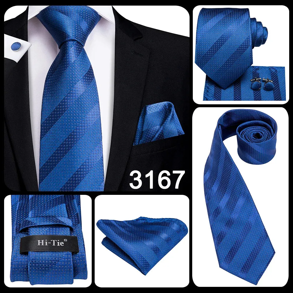 Hi-Tie Red Fashion Business Striped 100% Silk Men's Tie NeckTie 8.5cm Ties for Men Formal Luxury Wedding Quality Gravata