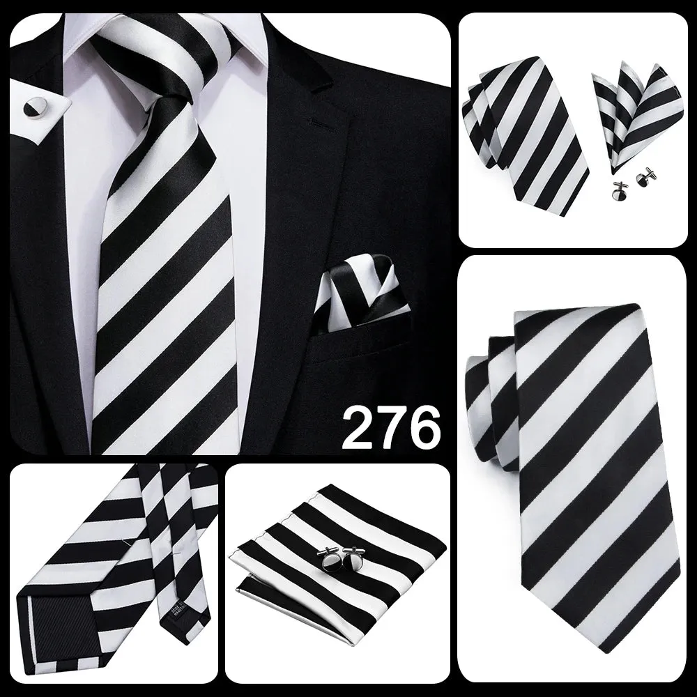 Hi-Tie Red Fashion Business Striped 100% Silk Men's Tie NeckTie 8.5cm Ties for Men Formal Luxury Wedding Quality Gravata