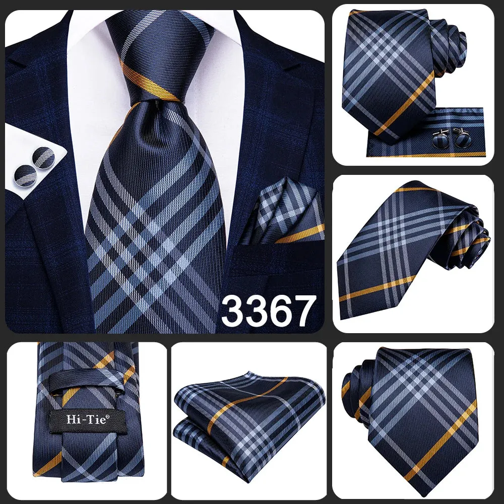 Hi-Tie Red Fashion Business Striped 100% Silk Men's Tie NeckTie 8.5cm Ties for Men Formal Luxury Wedding Quality Gravata
