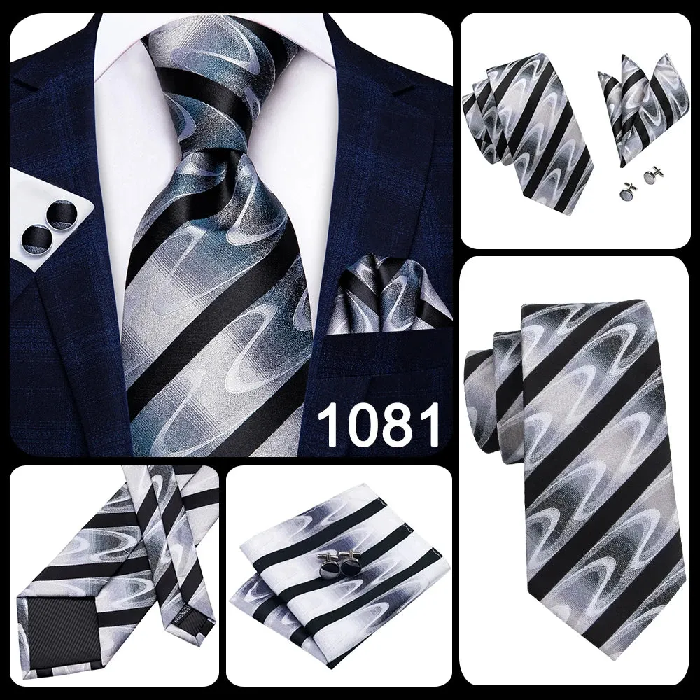 Hi-Tie Red Fashion Business Striped 100% Silk Men's Tie NeckTie 8.5cm Ties for Men Formal Luxury Wedding Quality Gravata