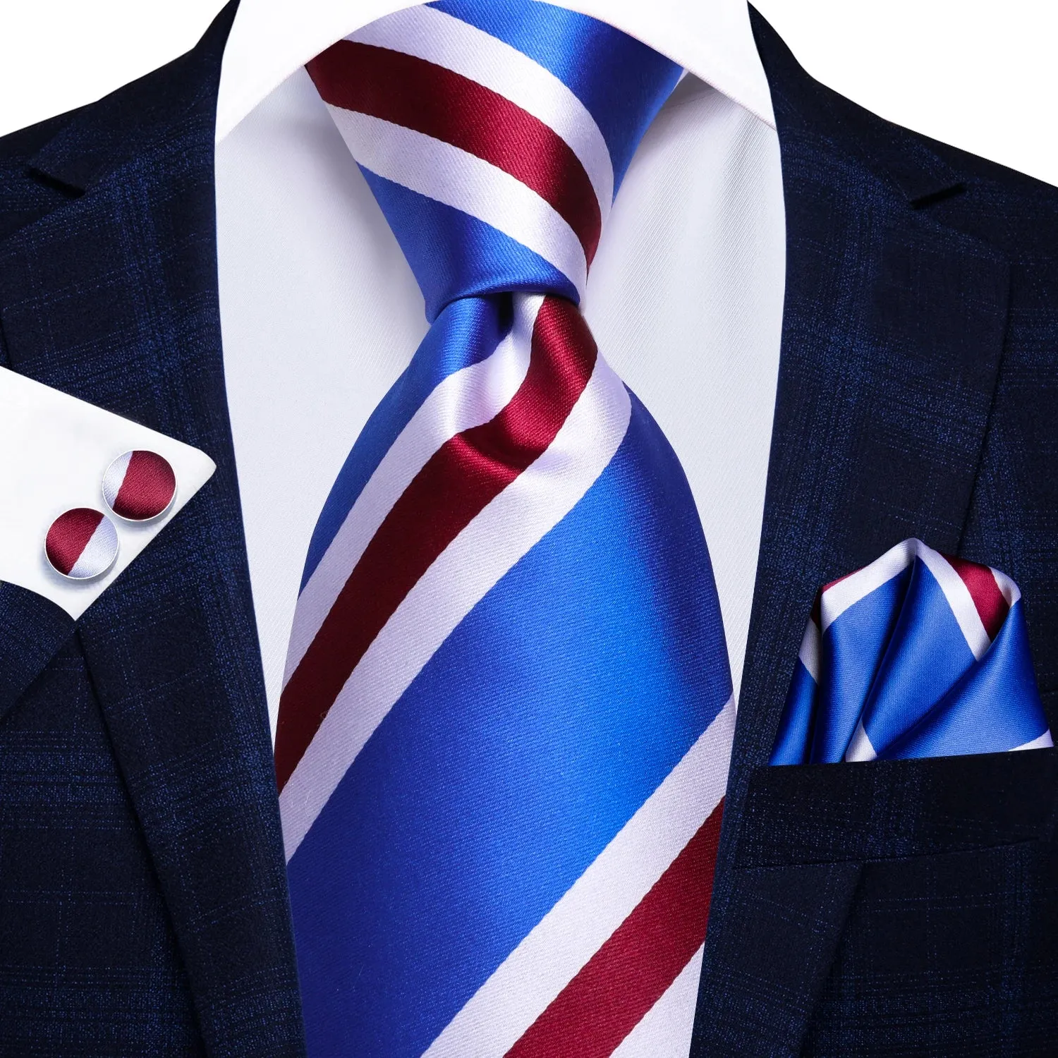 Hi-Tie Red Fashion Business Striped 100% Silk Men's Tie NeckTie 8.5cm Ties for Men Formal Luxury Wedding Quality Gravata