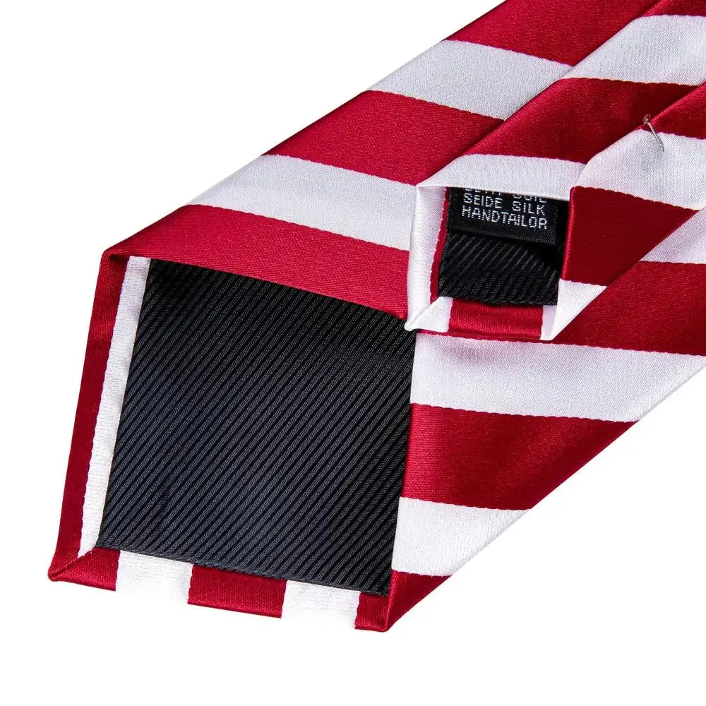 Hi-Tie Red Fashion Business Striped 100% Silk Men's Tie NeckTie 8.5cm Ties for Men Formal Luxury Wedding Quality Gravata
