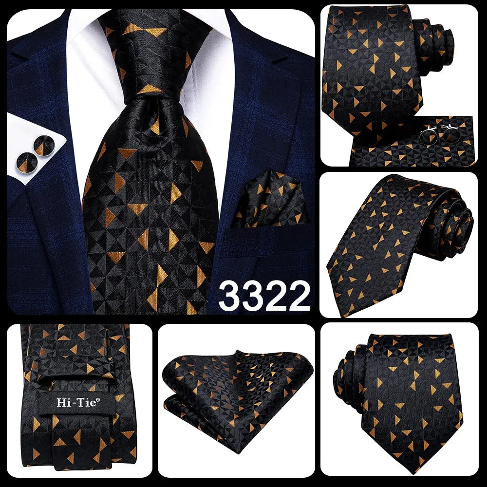 Hi-Tie Red Fashion Business Striped 100% Silk Men's Tie NeckTie 8.5cm Ties for Men Formal Luxury Wedding Quality Gravata