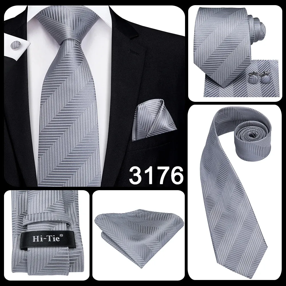 Hi-Tie Red Fashion Business Striped 100% Silk Men's Tie NeckTie 8.5cm Ties for Men Formal Luxury Wedding Quality Gravata