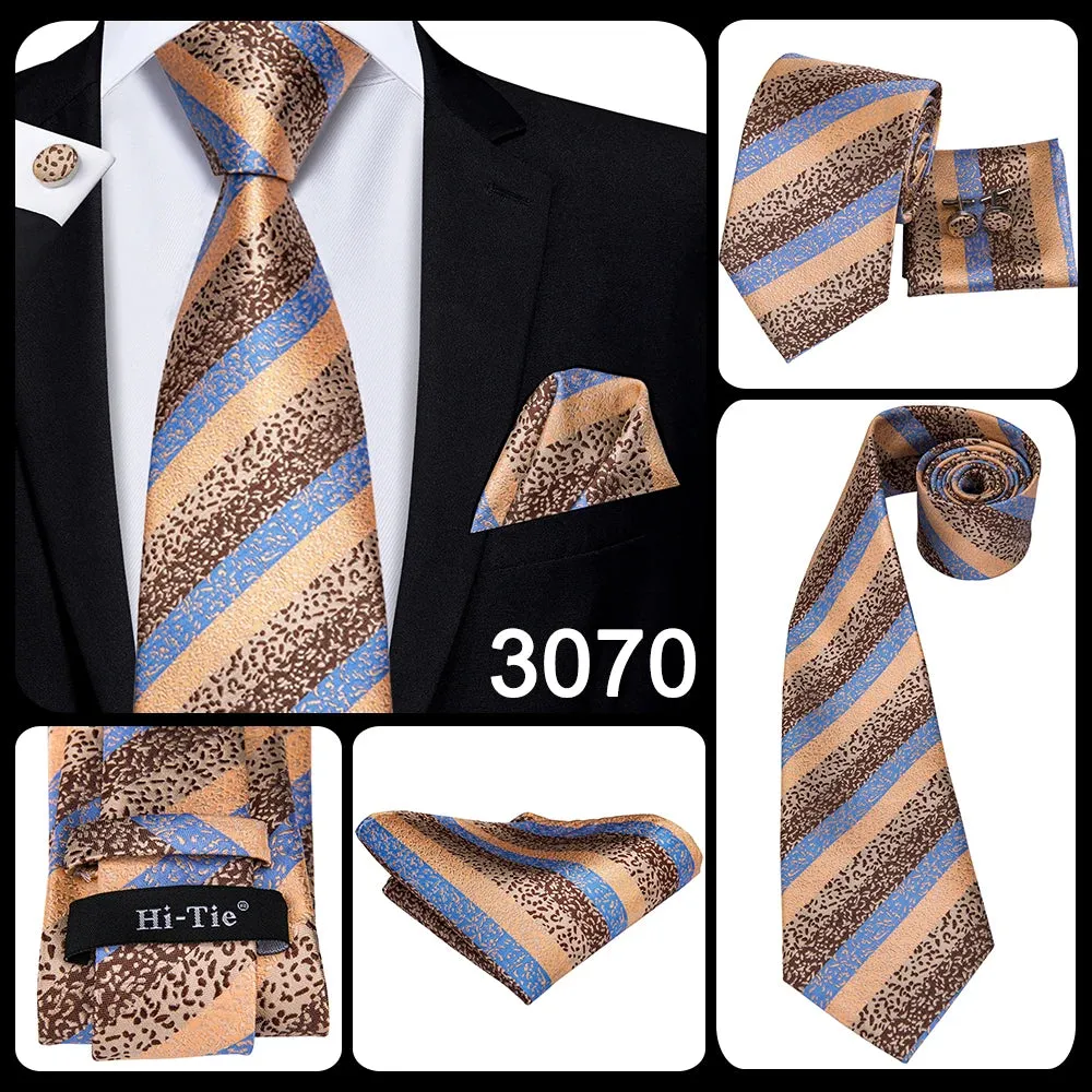 Hi-Tie Red Fashion Business Striped 100% Silk Men's Tie NeckTie 8.5cm Ties for Men Formal Luxury Wedding Quality Gravata