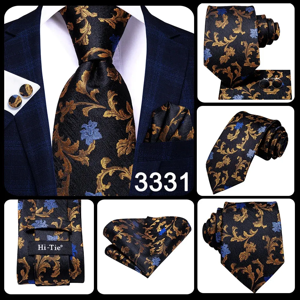 Hi-Tie Red Fashion Business Striped 100% Silk Men's Tie NeckTie 8.5cm Ties for Men Formal Luxury Wedding Quality Gravata
