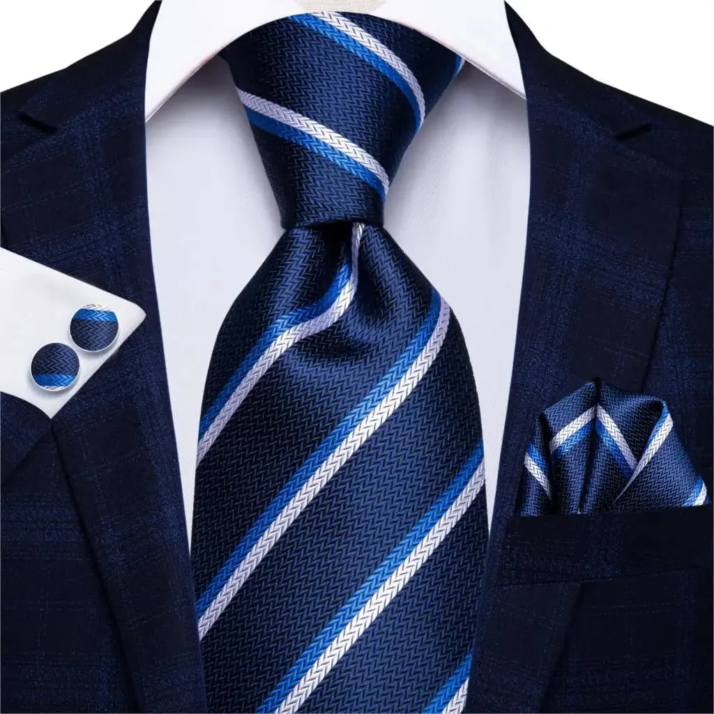 Hi-Tie Red Fashion Business Striped 100% Silk Men's Tie NeckTie 8.5cm Ties for Men Formal Luxury Wedding Quality Gravata