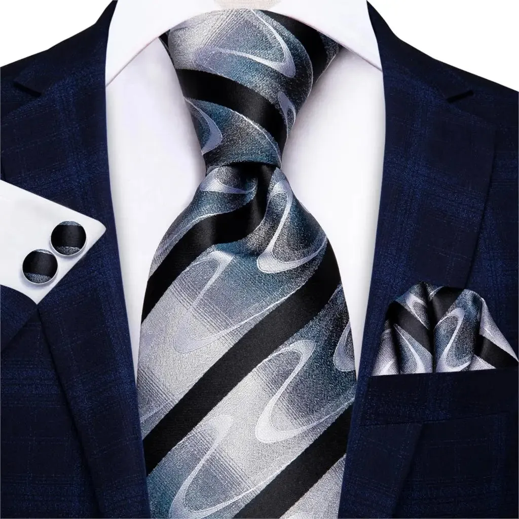 Hi-Tie Red Fashion Business Striped 100% Silk Men's Tie NeckTie 8.5cm Ties for Men Formal Luxury Wedding Quality Gravata