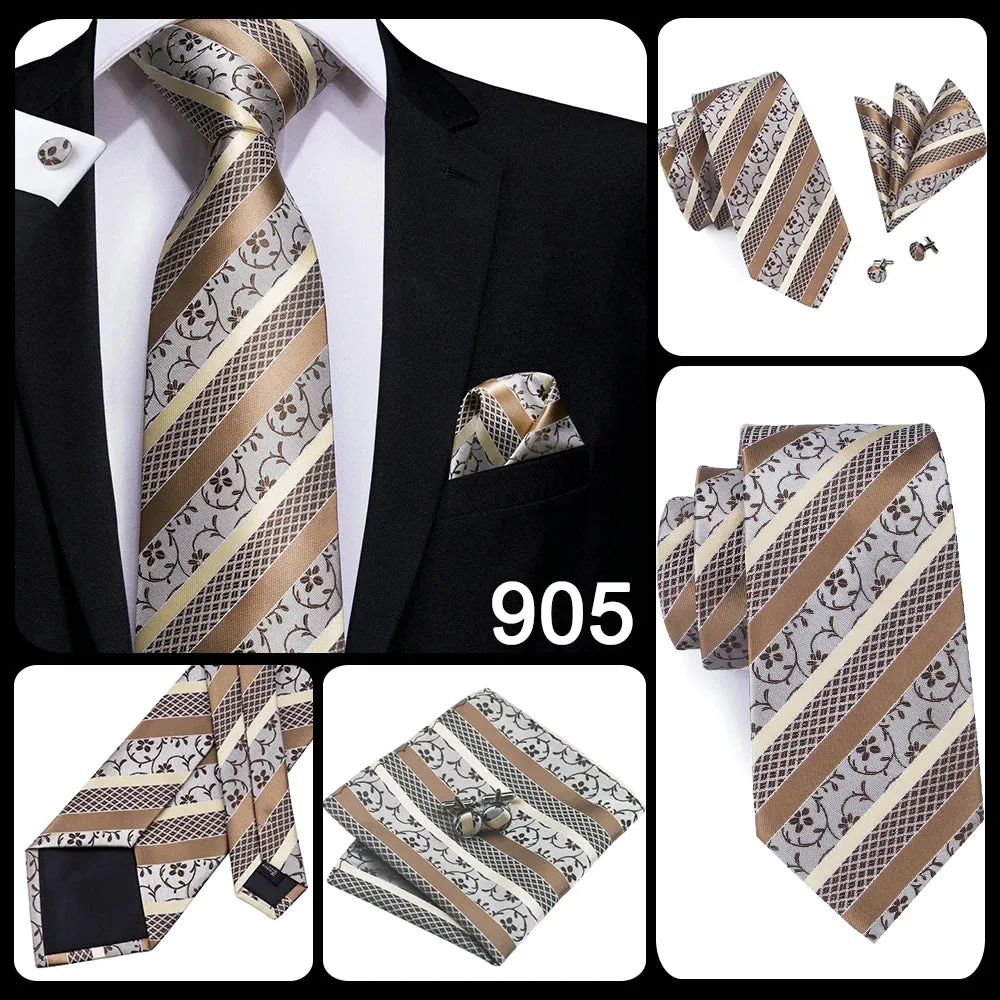 Hi-Tie Red Fashion Business Striped 100% Silk Men's Tie NeckTie 8.5cm Ties for Men Formal Luxury Wedding Quality Gravata