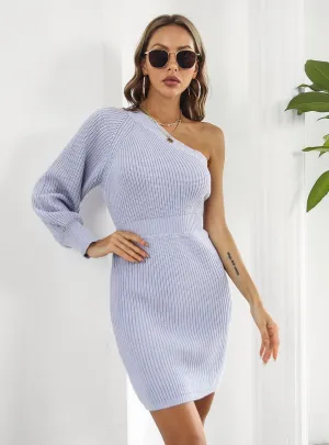 Inclined Long Sleeve Sweater Dress