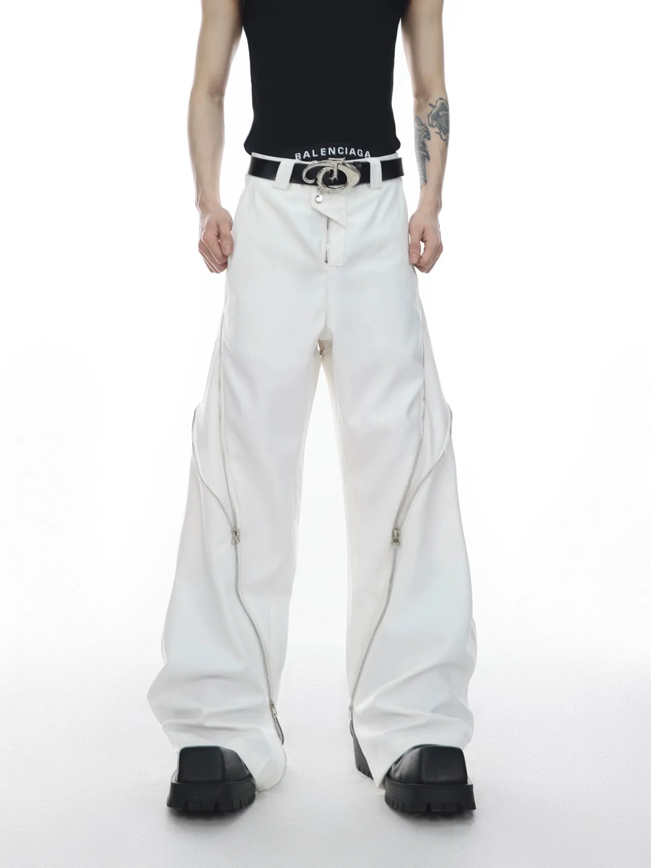 Korean Zipper Wide Pants CLE0006