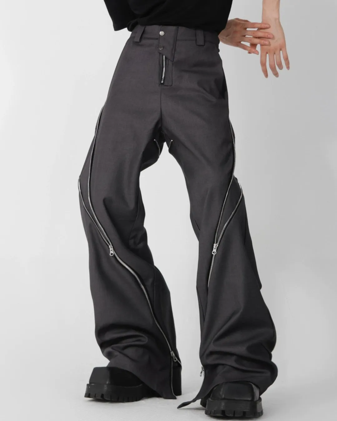 Korean Zipper Wide Pants CLE0006