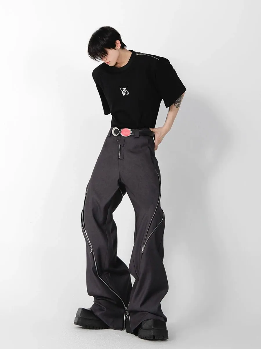 Korean Zipper Wide Pants CLE0006