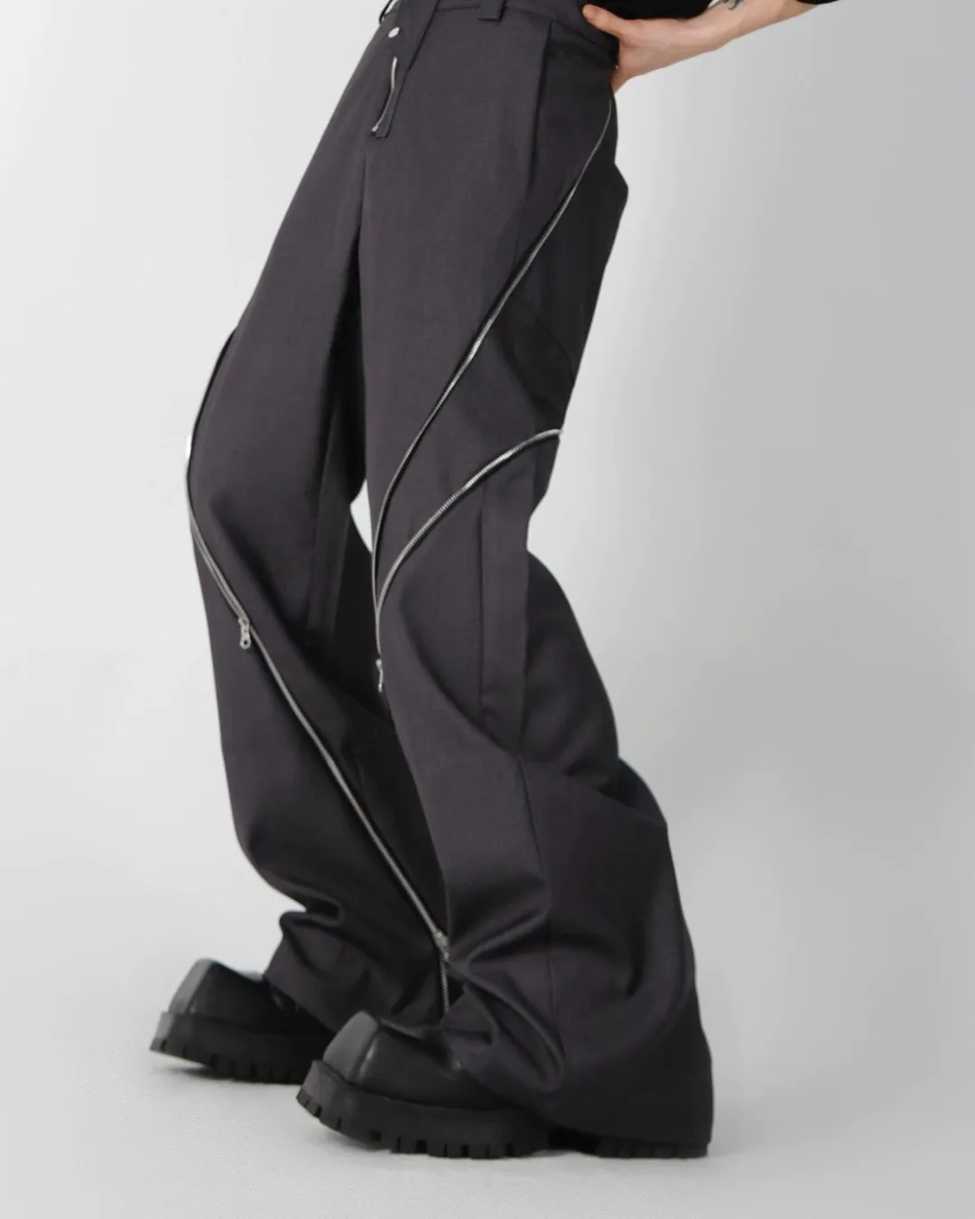 Korean Zipper Wide Pants CLE0006
