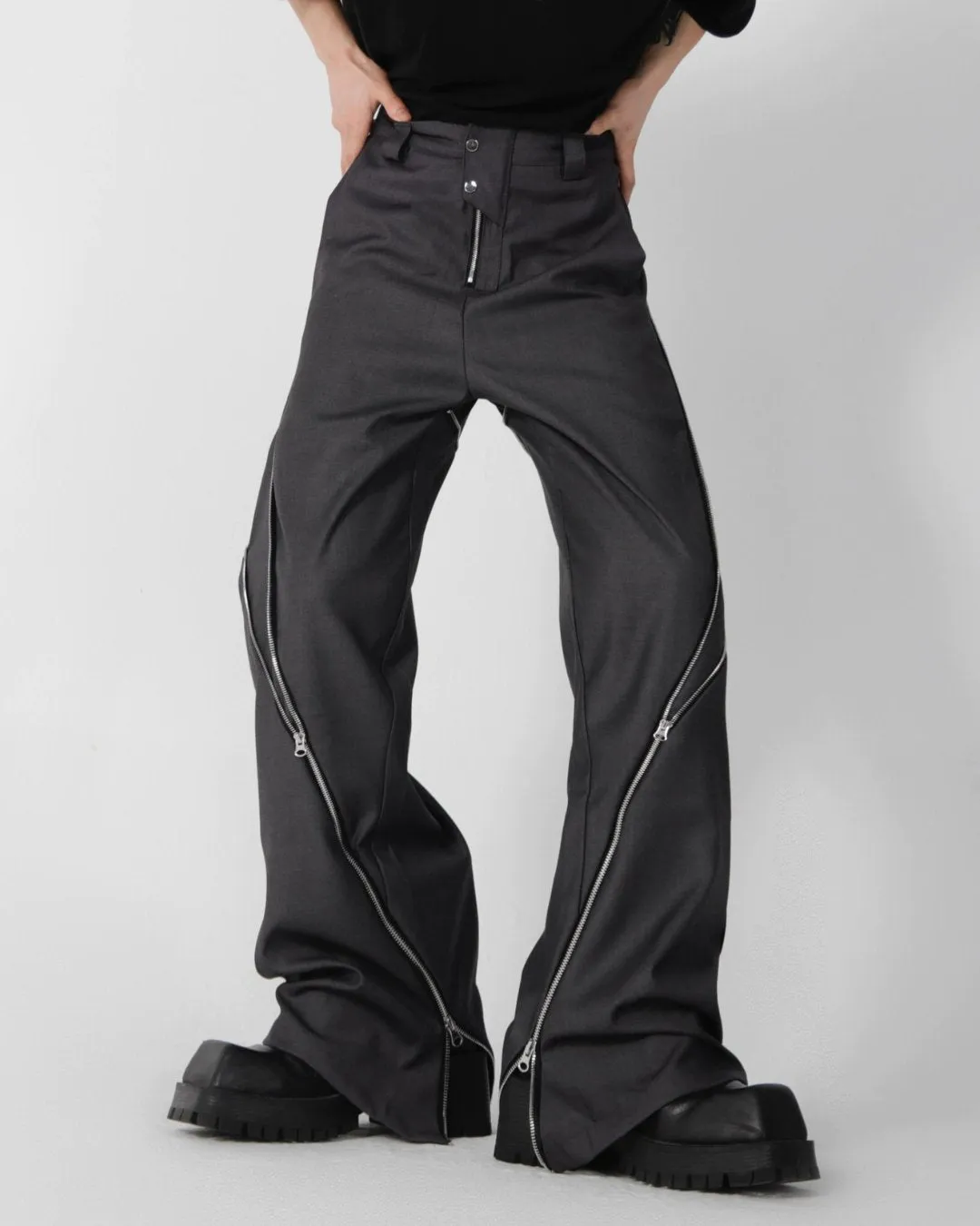 Korean Zipper Wide Pants CLE0006