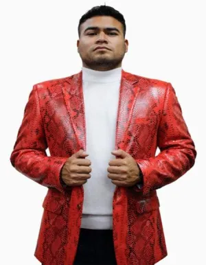 Mens Exotic Leather Jackets Red