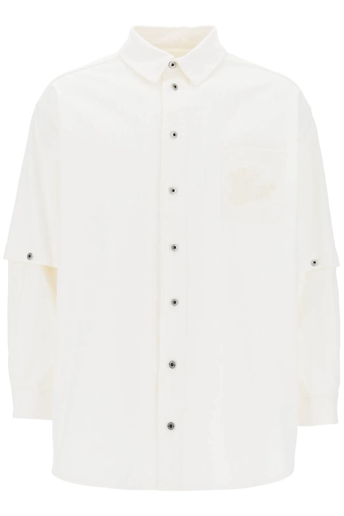 Off-white "convertible overshirt with OMYD059S24DEN001 RAW WHITE RAW WHITE