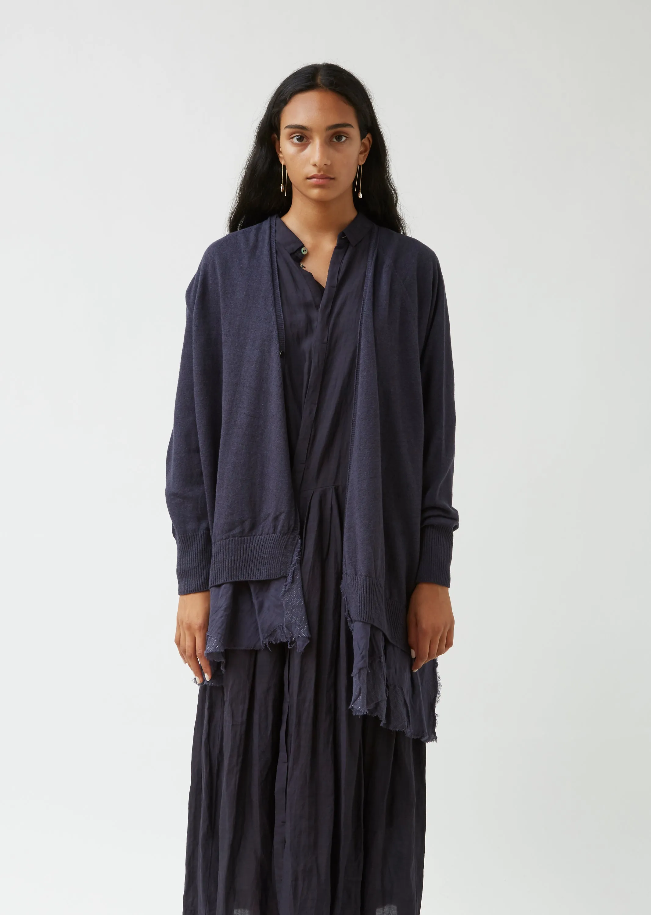 Organic Cotton & Wool Blend Blouse Hem Cardigan