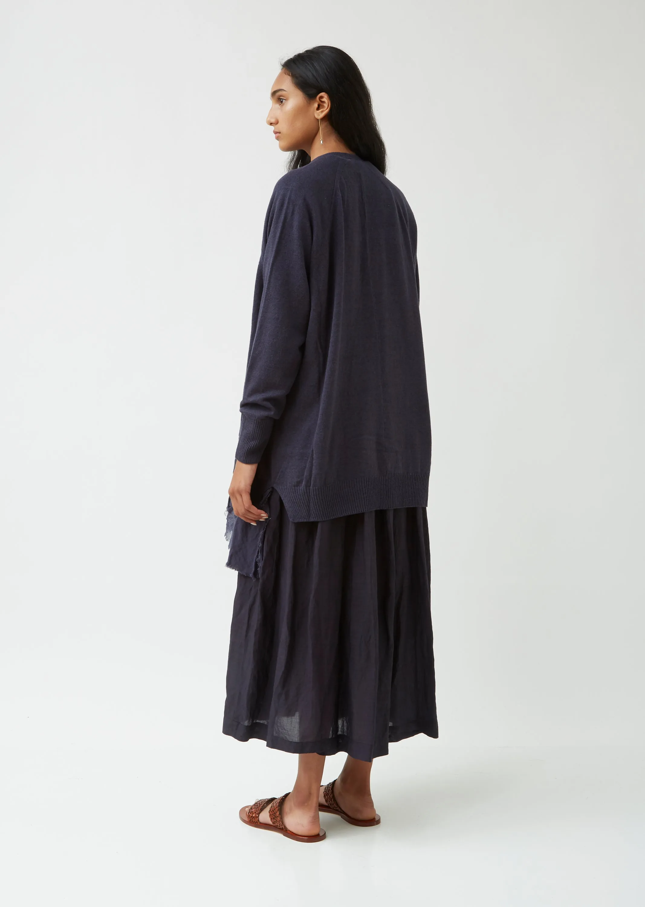 Organic Cotton & Wool Blend Blouse Hem Cardigan