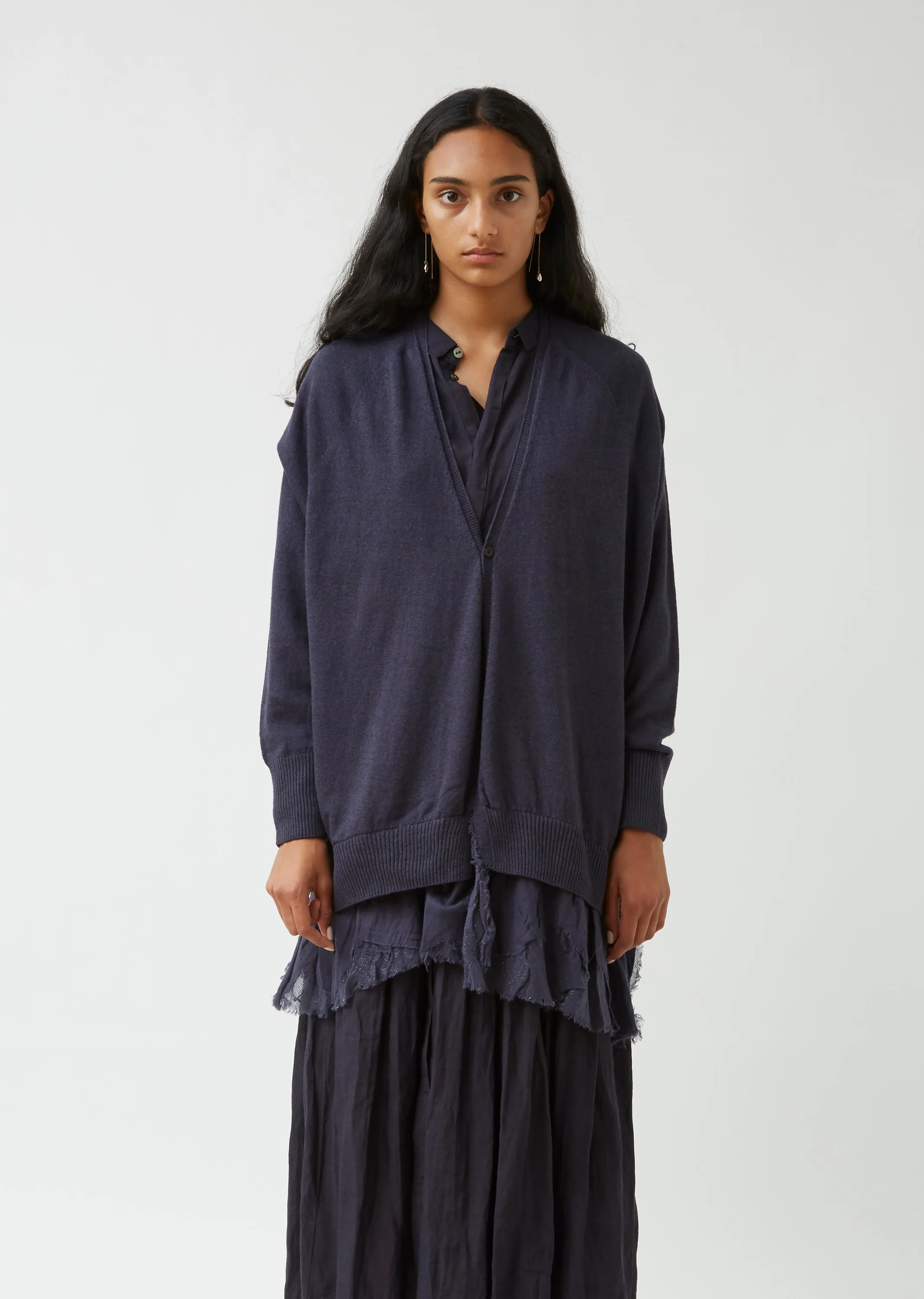 Organic Cotton & Wool Blend Blouse Hem Cardigan