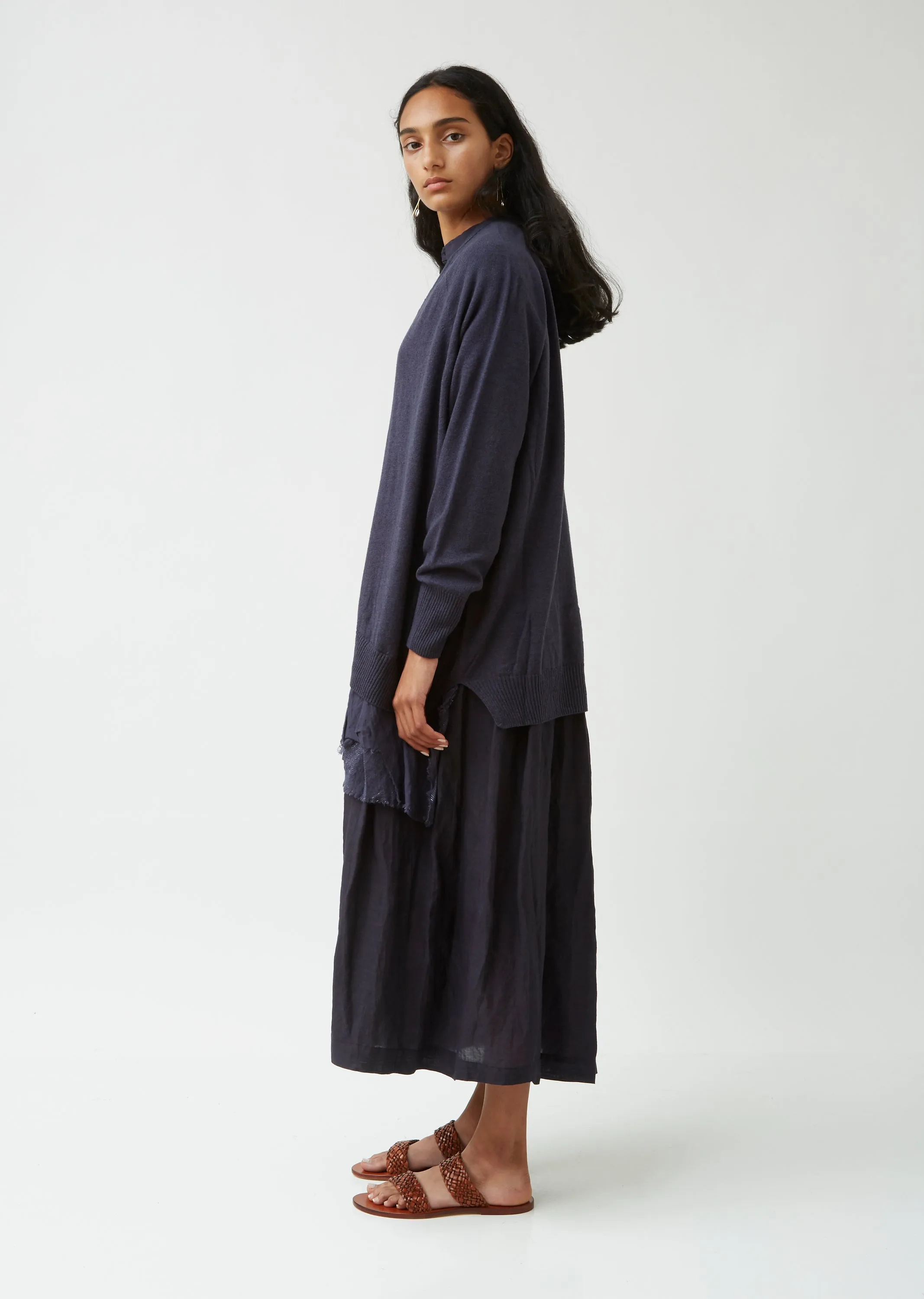 Organic Cotton & Wool Blend Blouse Hem Cardigan