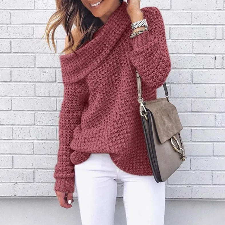 Oversize Turtleneck Crochet Pullover Sweater
