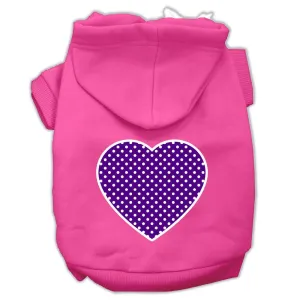 Purple Swiss Dot Heart Screen Print Pet Hoodies Bright Pink Size XS (8)
