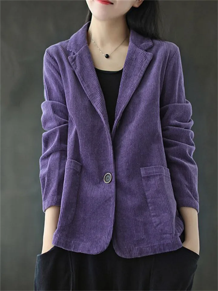 Retro Corduroy Loose Buttons Jackets