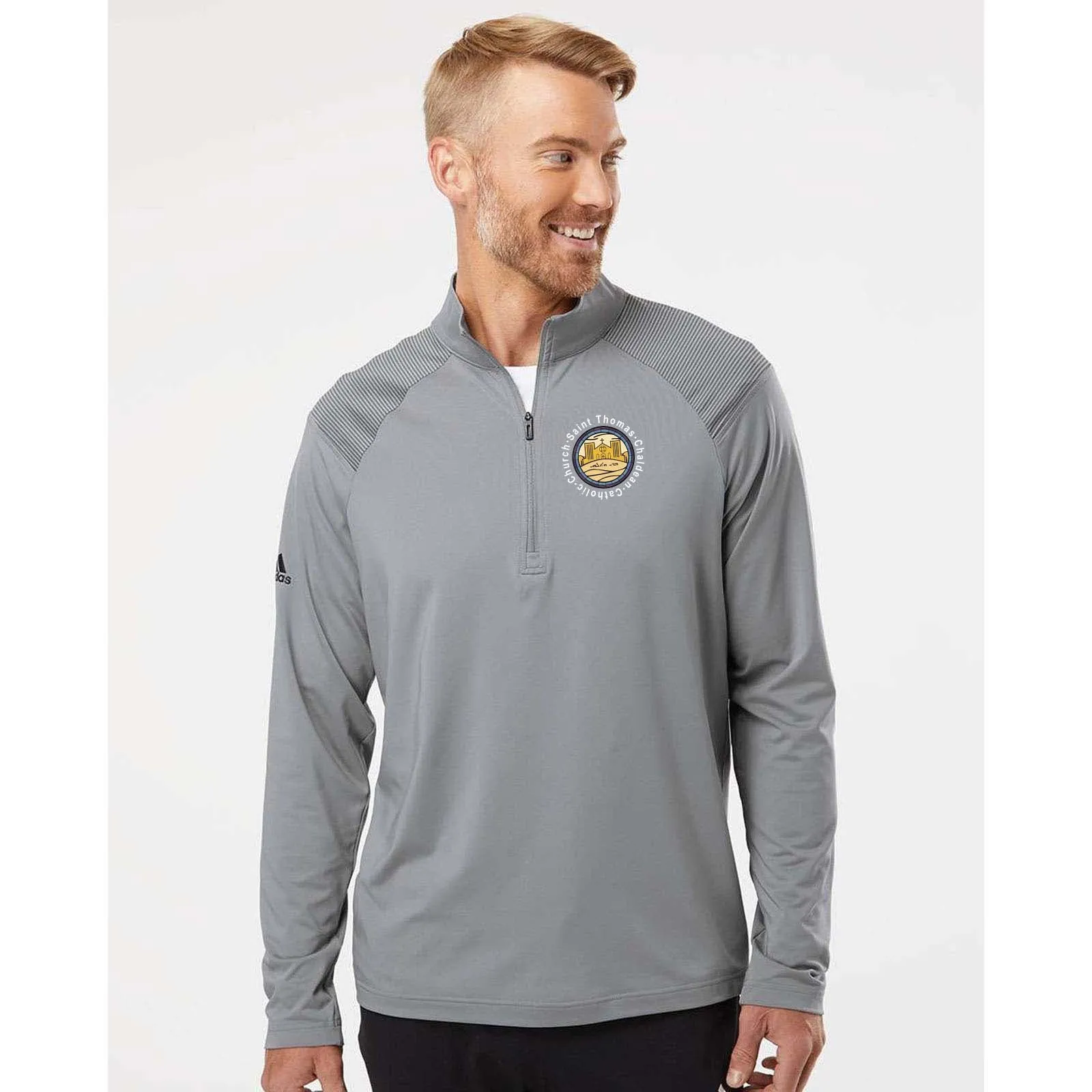 St. Thomas Catholic Church Adidas - Shoulder Stripe Quarter-Zip Pullover Printed