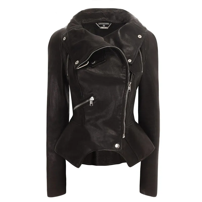 Stand Collar PU Zipper Moto Jacket