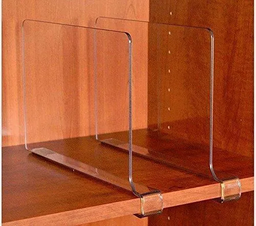 StorageAid Beautiful 2 Pack Kitchen Acrylic Shelf Dividers - Unbreakable Crystal Clear Closet Shelves, Organizer Separators, Perfect for Kitchen Closets and Food Pantry. (Shelf Divider)