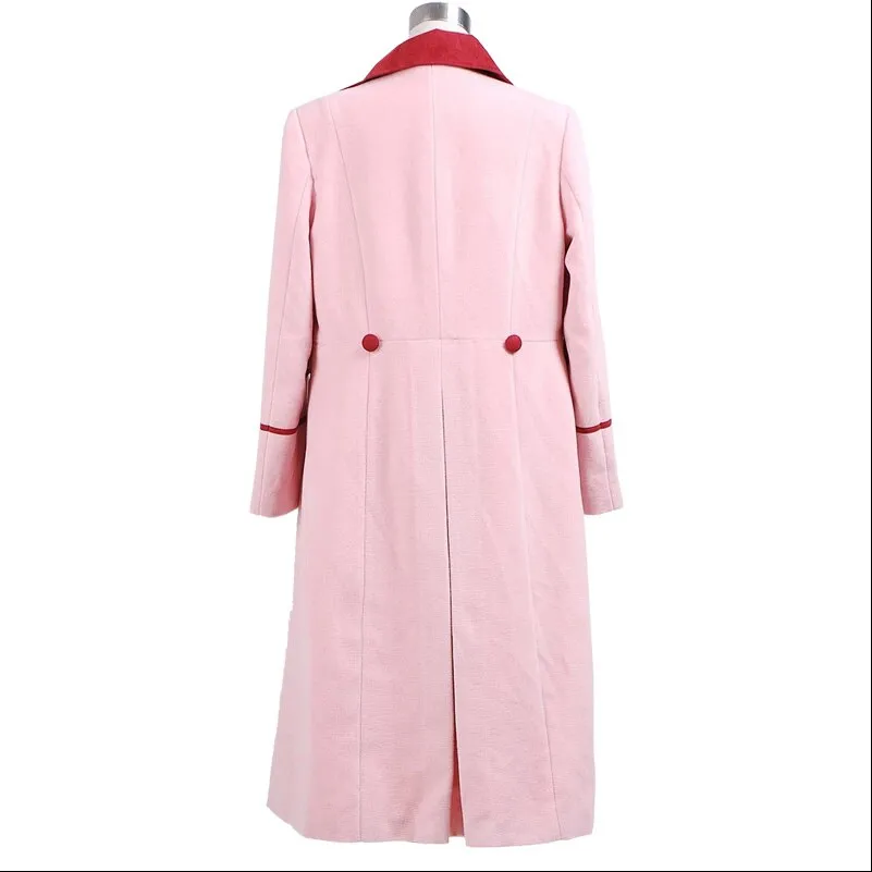 Time Lordrd Romanana Cosplay Costume Women Pink Long Coat Winter Jacket 4th